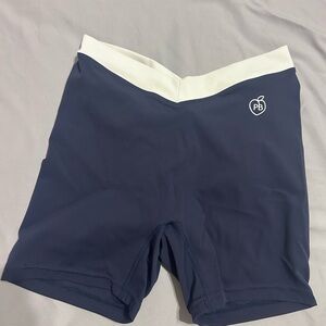 PB Women's Navy and White Bike Shorts. V-back. V-waist.